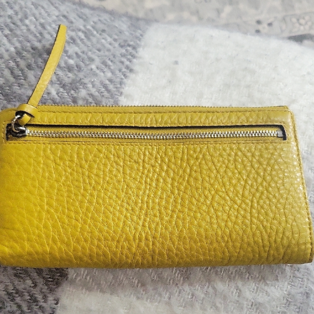 Yellow Leather Wristlet Wallet - Picture 2 of 11